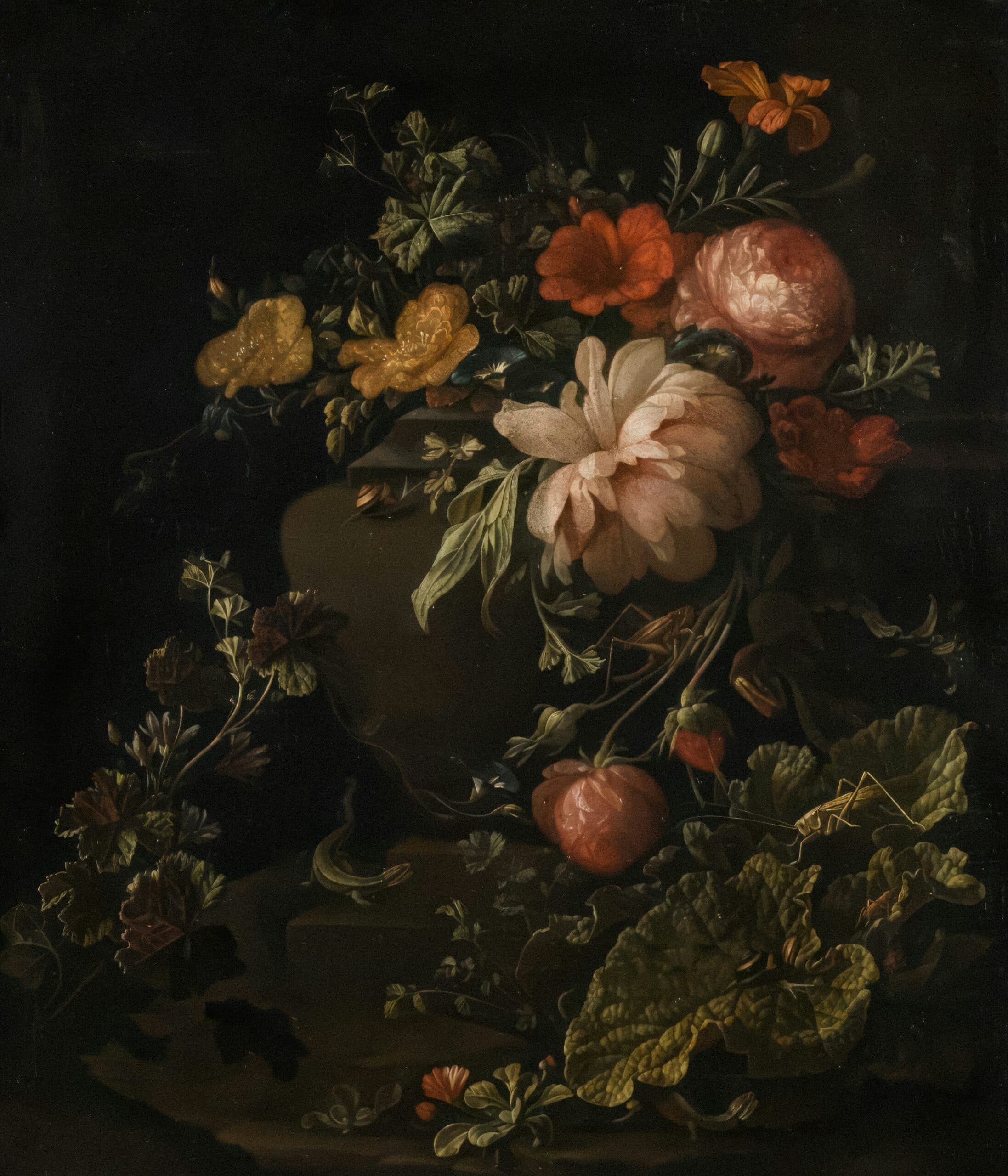 A painterly spread of garden flowers