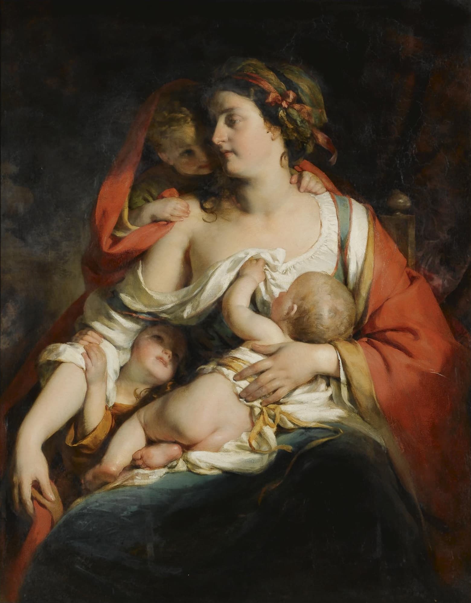 Friedrich von Amerling's painting of a mother with two children, a baby at her breast and a child leaning over her shoulder