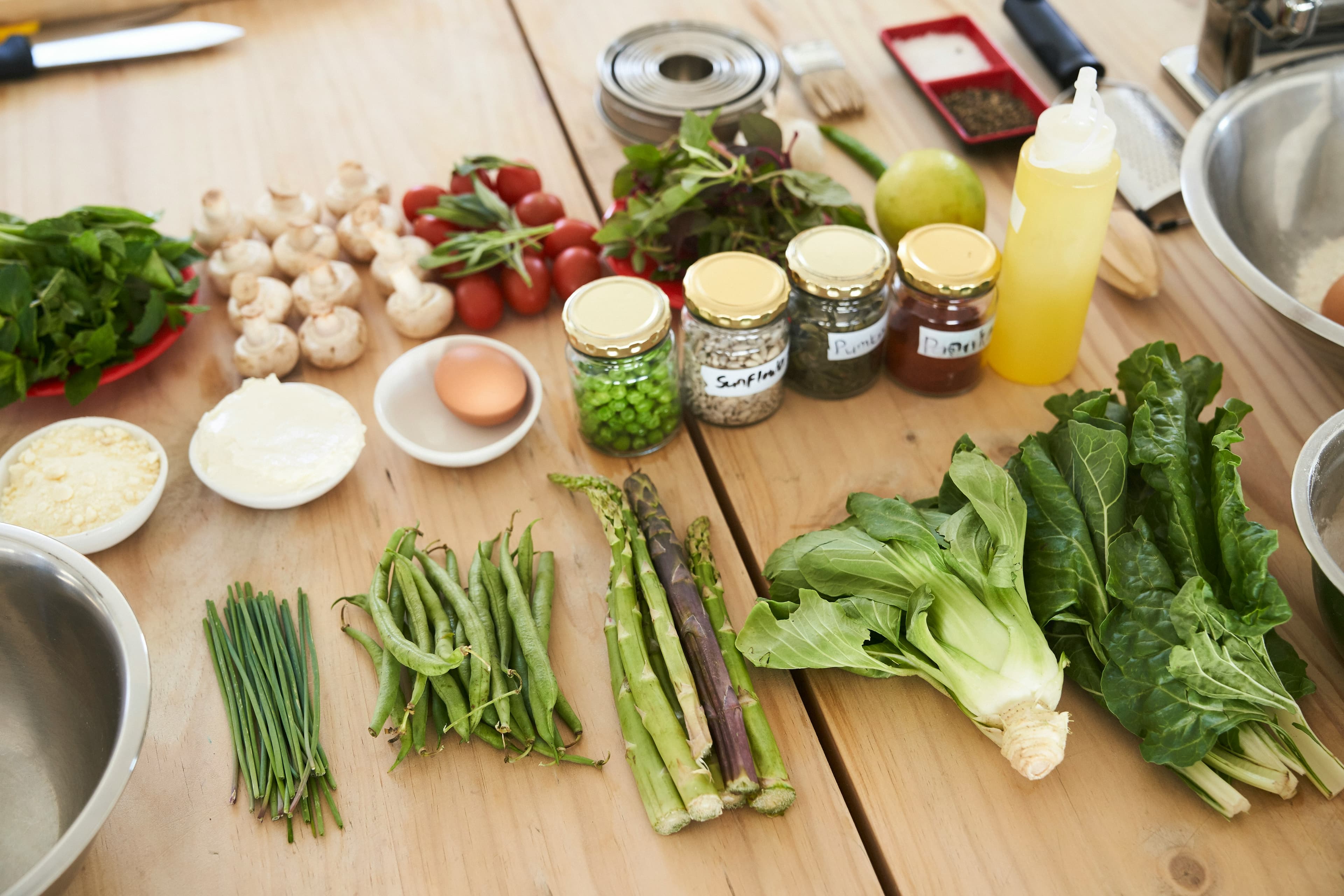 Fresh, wholesome ingredients laid out for a postpartum meal