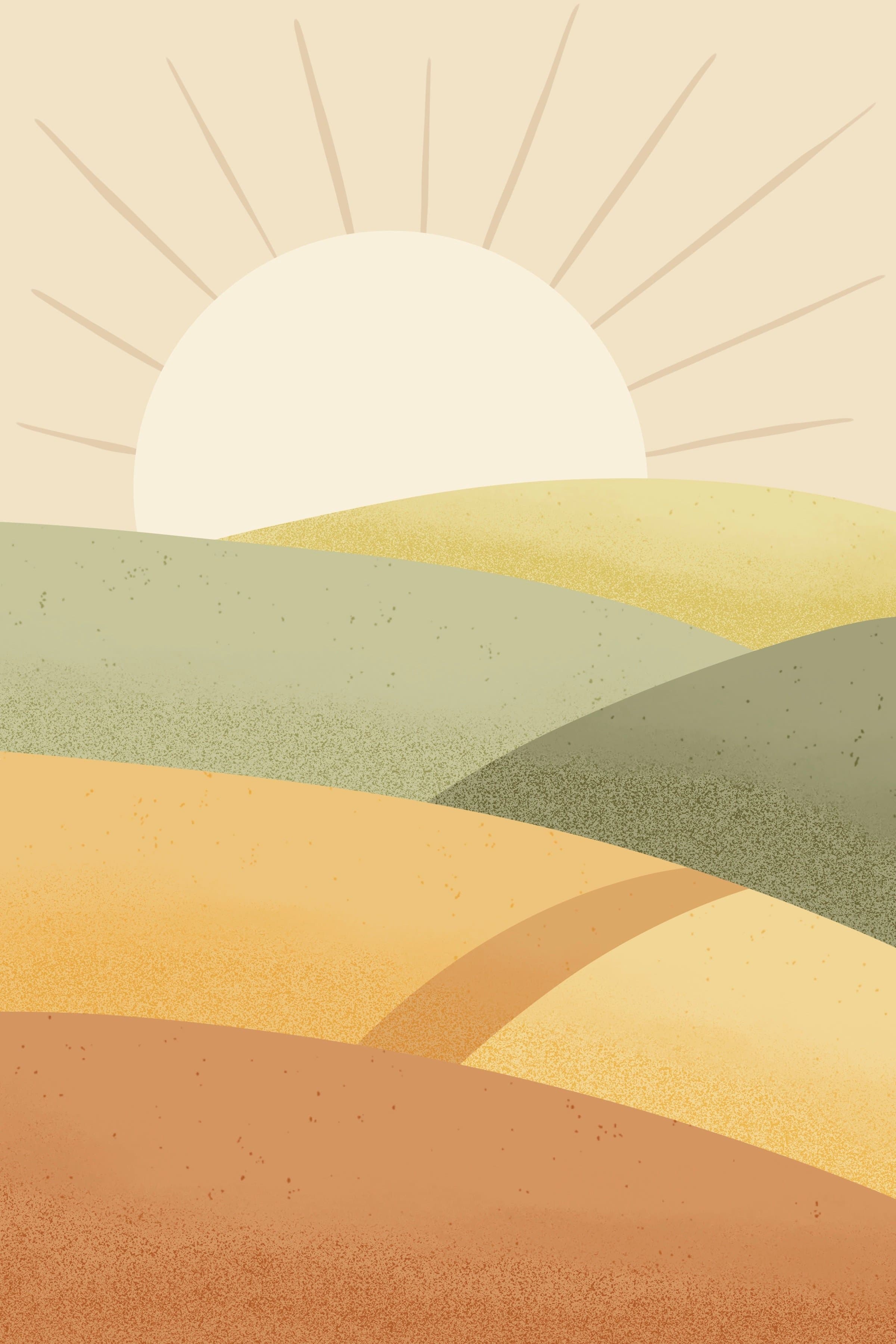 Sunrise over rolling hills